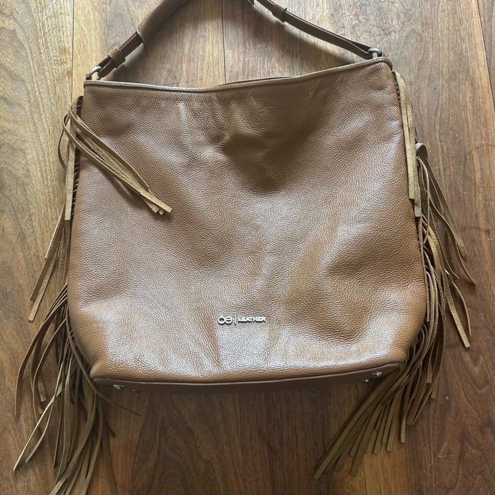 Brown Leather Fringe Shoulder Bag